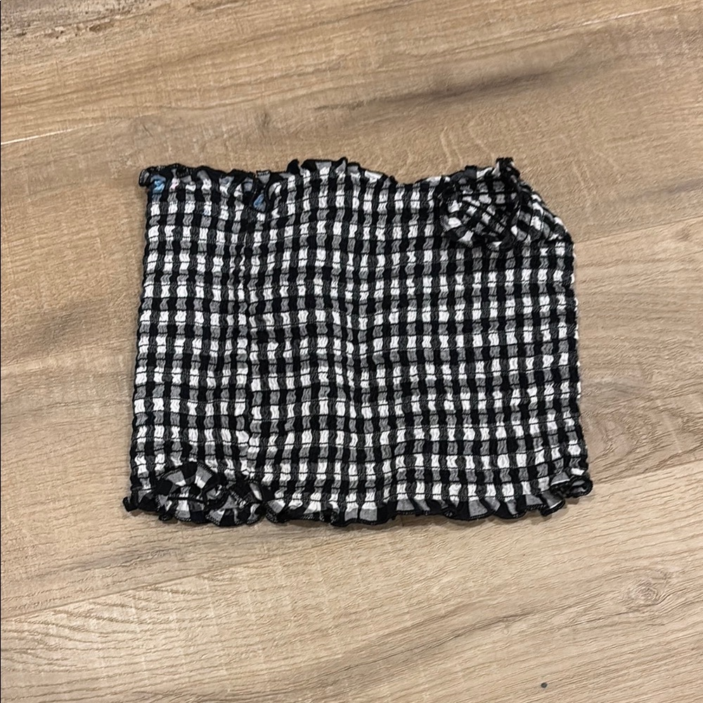 Black and White Checkered Tube Top